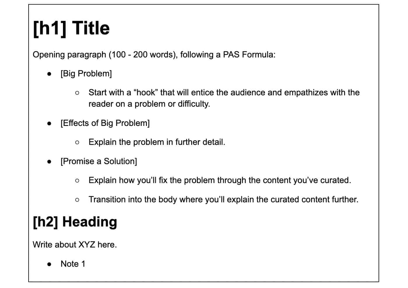 Content Outline Section