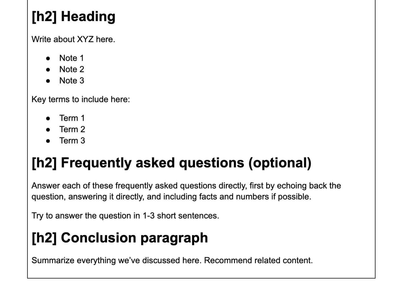 Content Outline Section