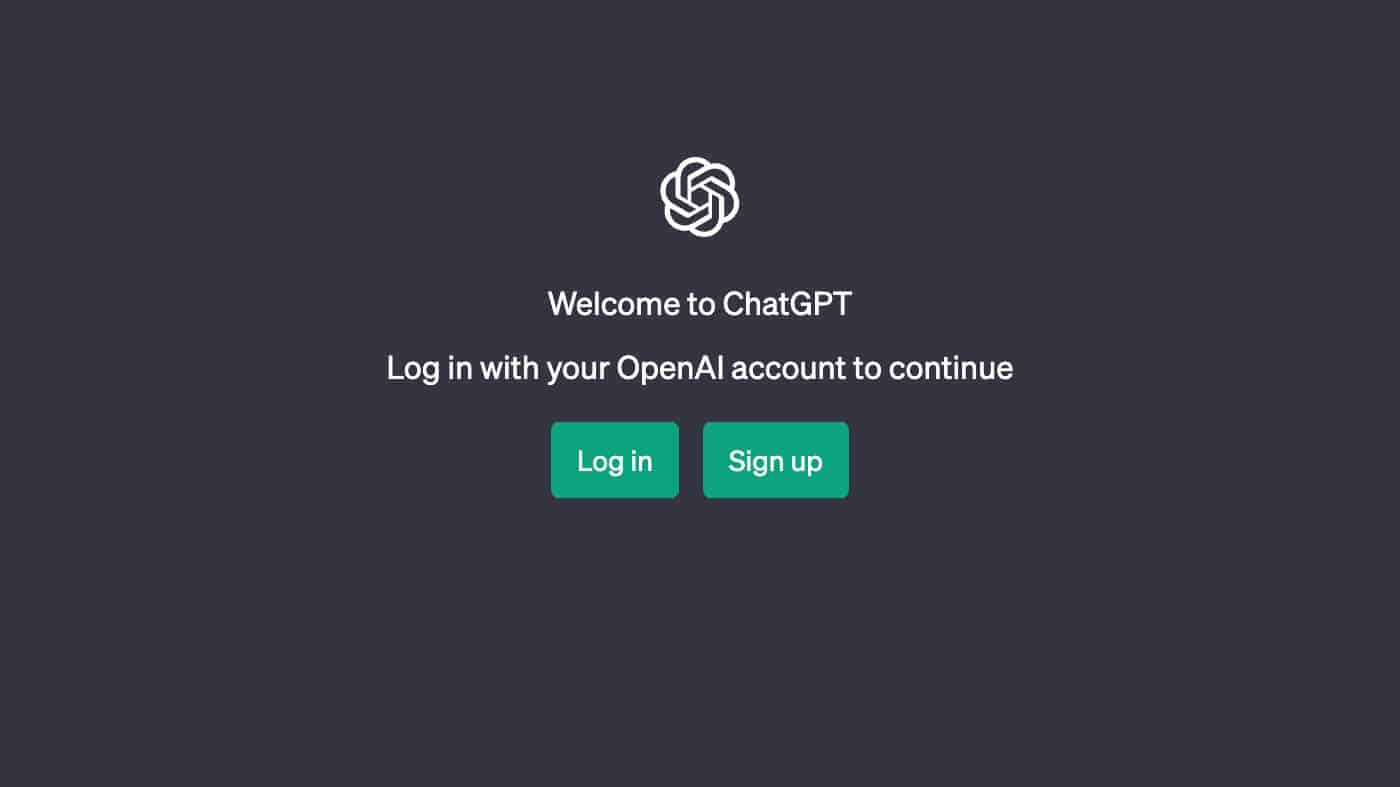 ChatGPT Login and Sign Up Screen