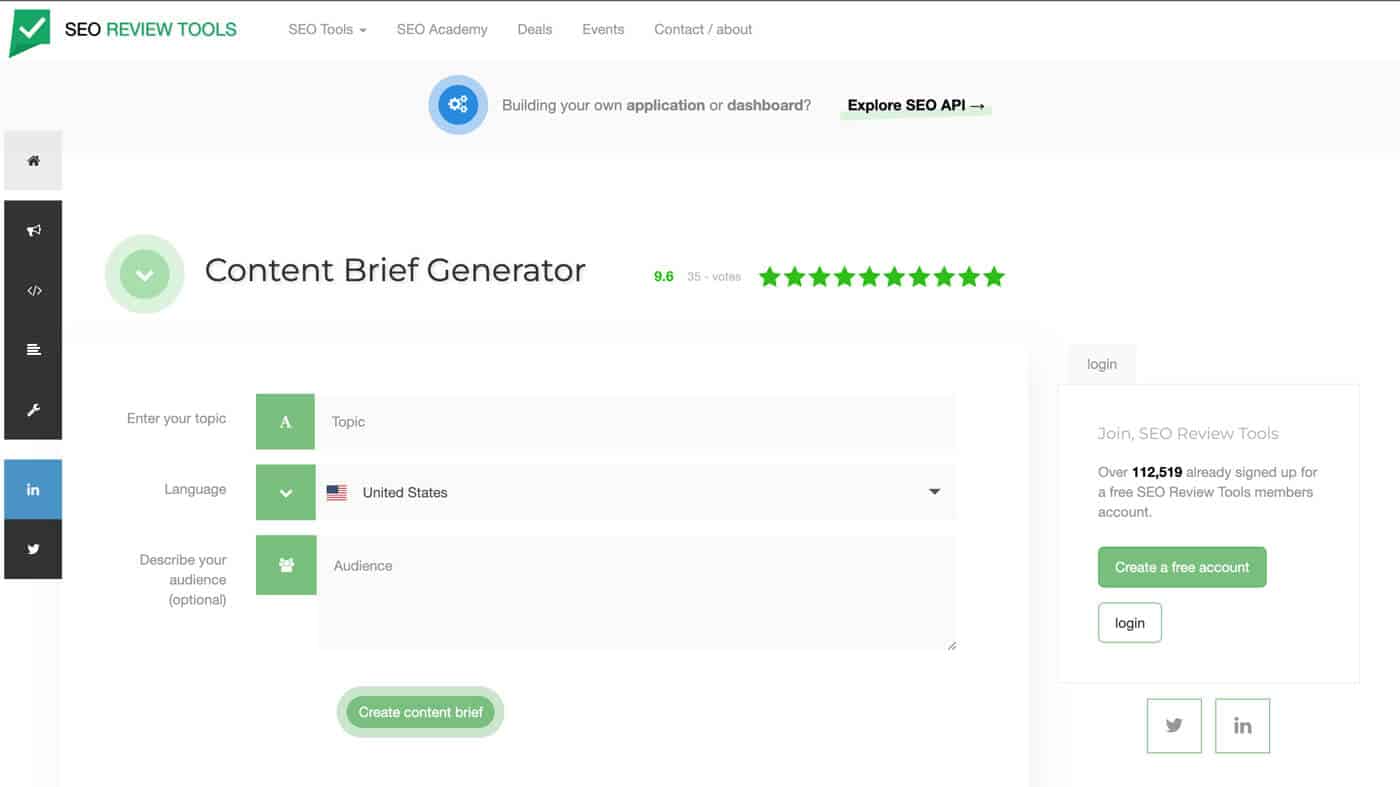 Free Content Brief Generator by SEO Review Tools