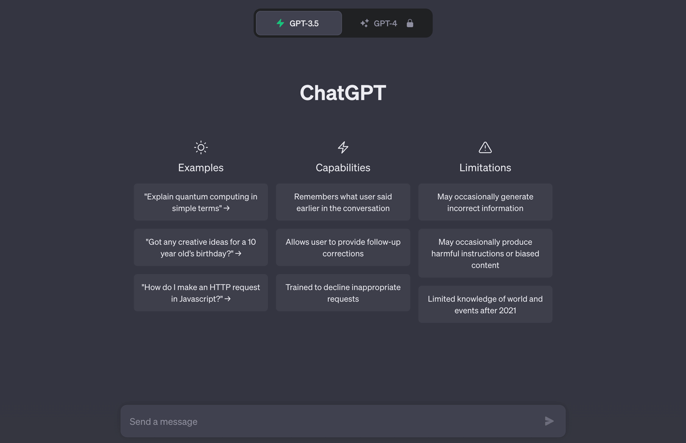 ChatGPT User Interface