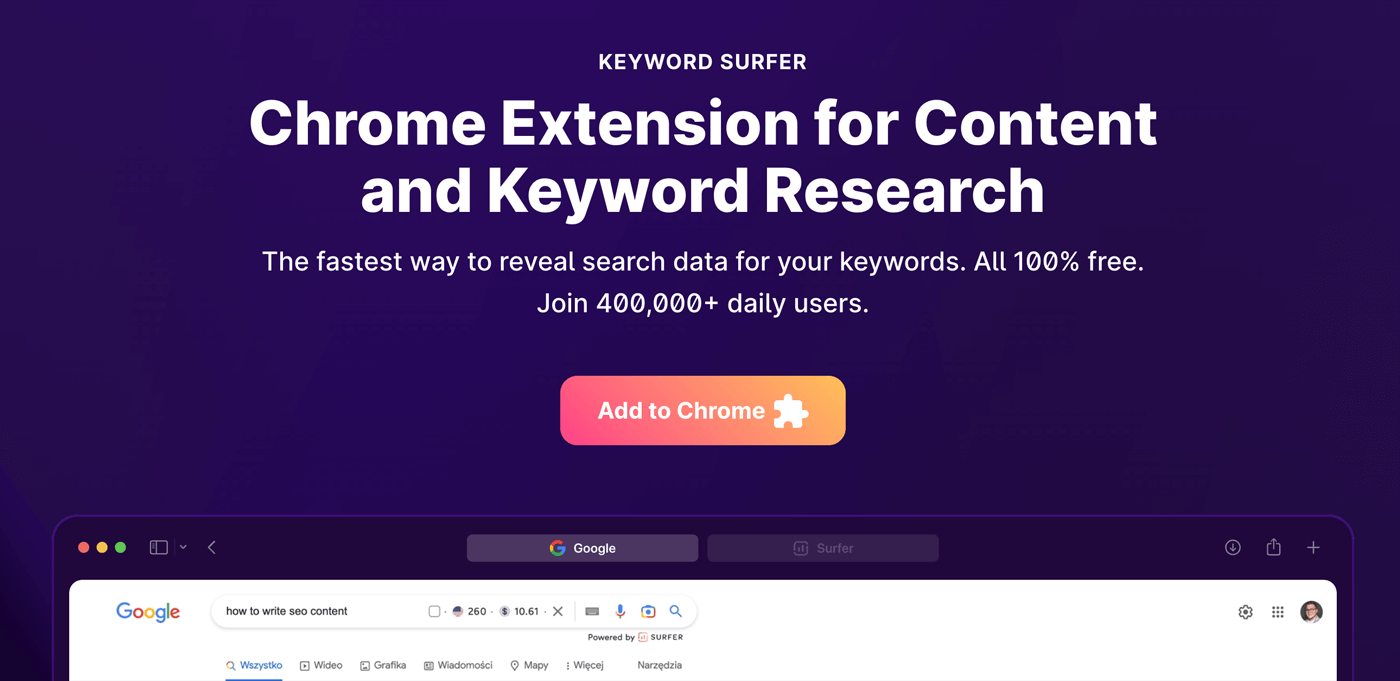 Keyword Surfer Extension