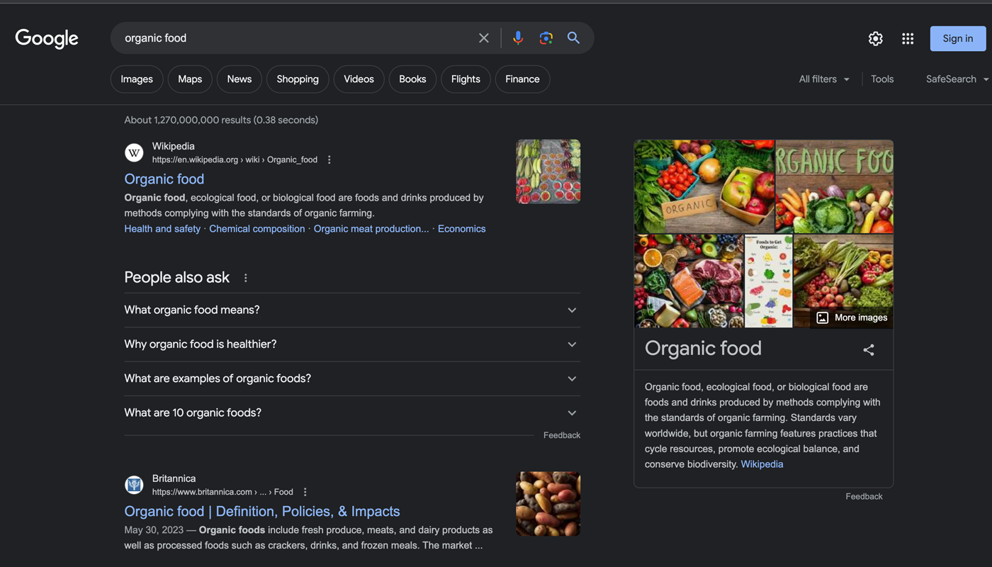 Search results for organic food