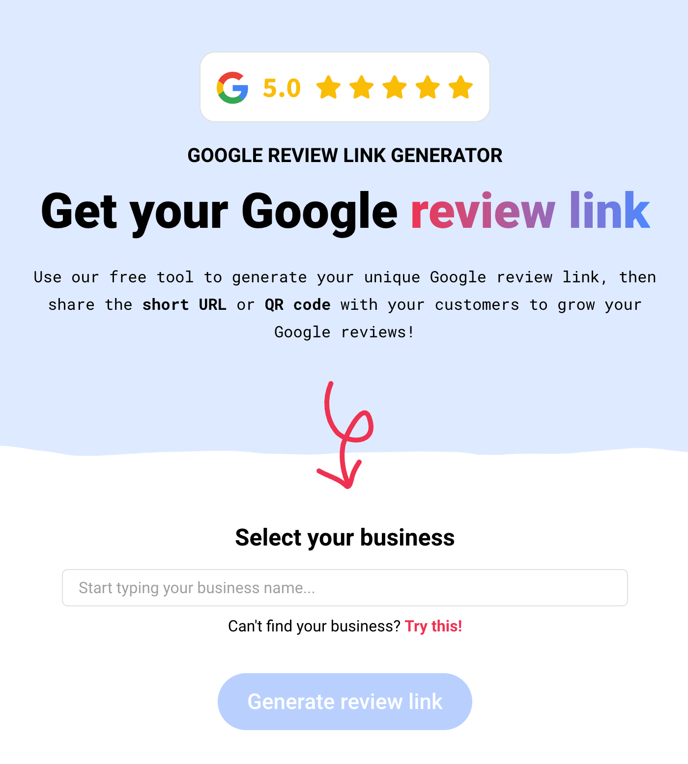 WhiteSpark Google Review Link Generator